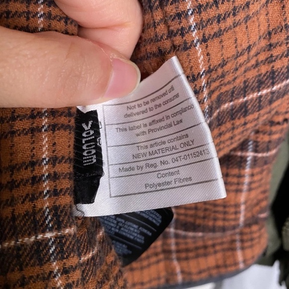Volcom Hooded Flannel Lined Jacket Green And Orange Field Style Size Medium - Picture 10 of 10